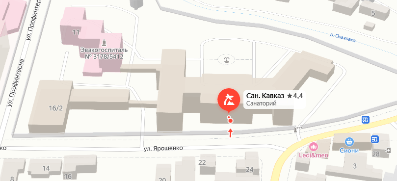 Санаторий «Кавказ» на карте 