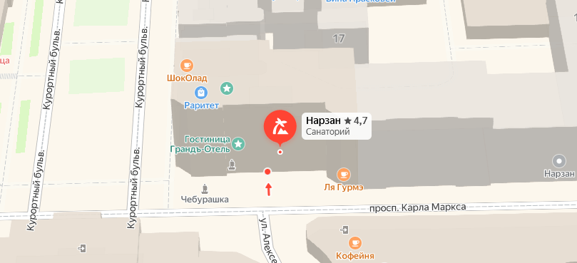 Санаторий «Нарзан» на карте 